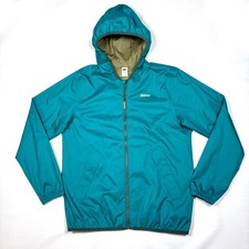REI CO-OP Blue/Green Hooded Full-Zip Mesh-Lined Rain Jacket Youth Kids XL 18