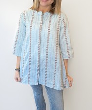 100 Pure Cotton Light blue Embroidered short kurti/top L/XL