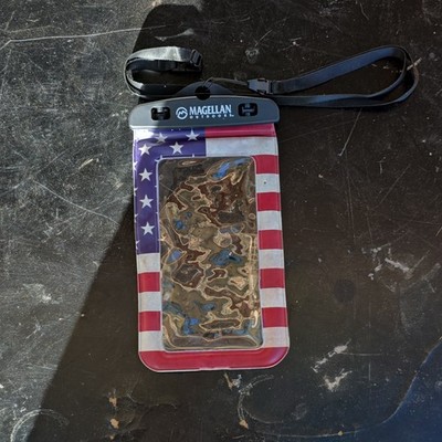 MAGELLAN OUTDOORS Waterproof Plastic Cell Phone Pouch with Strap American Flag