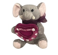 Valentine 7" Elephant Holding Heart Photo Insert Plush Doll Cute Kids Toy Grey