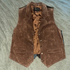 Scully Suede Leather Vest Small Southwest Aztec Back Rodeo Cowboy