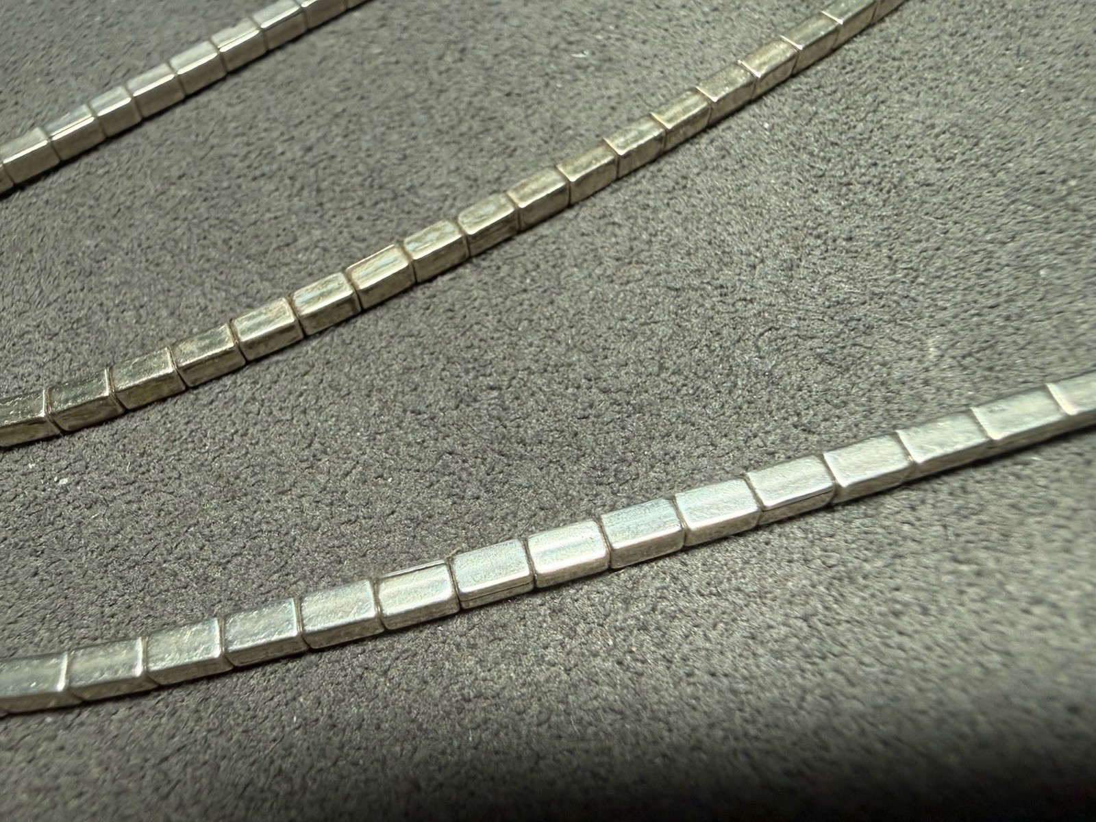 Sterling Silver Rectangle Box Chain Bead Modern M… - image 2