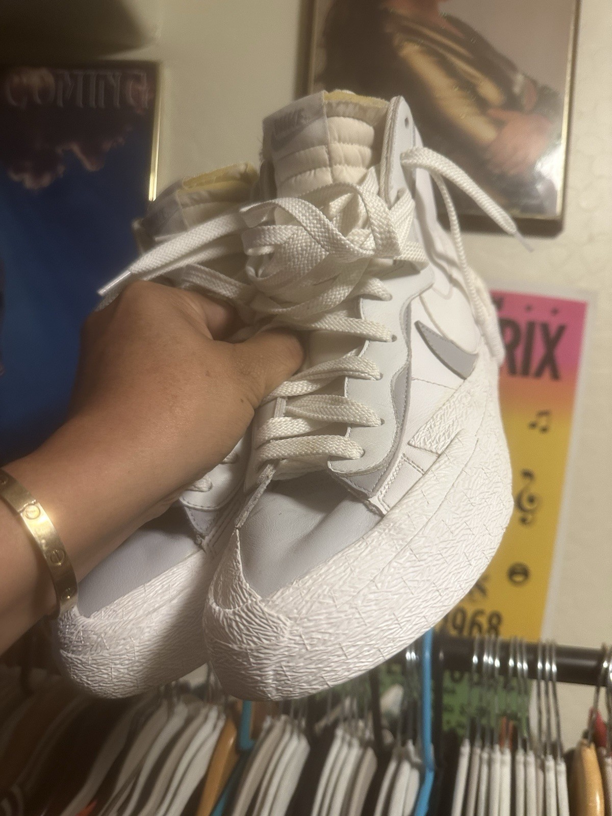 SACAI X NIKE Nike Blazer Mid x Sacai Bianco Grigio 2019 BV0072 100 senza scatola ottime condizioni