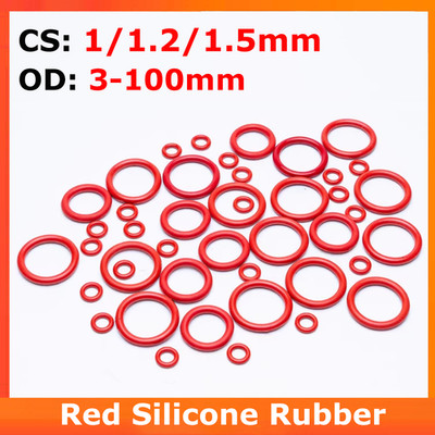 Food Grade Silicone Rubber O Rings CS 1.9/2/2.5mm OD 5-180mm Red Seal Washer