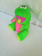 Vtg Fisher Price Dino Roar Baby Puffalump Neon Green Pink Plush 1992 Nylon Toy