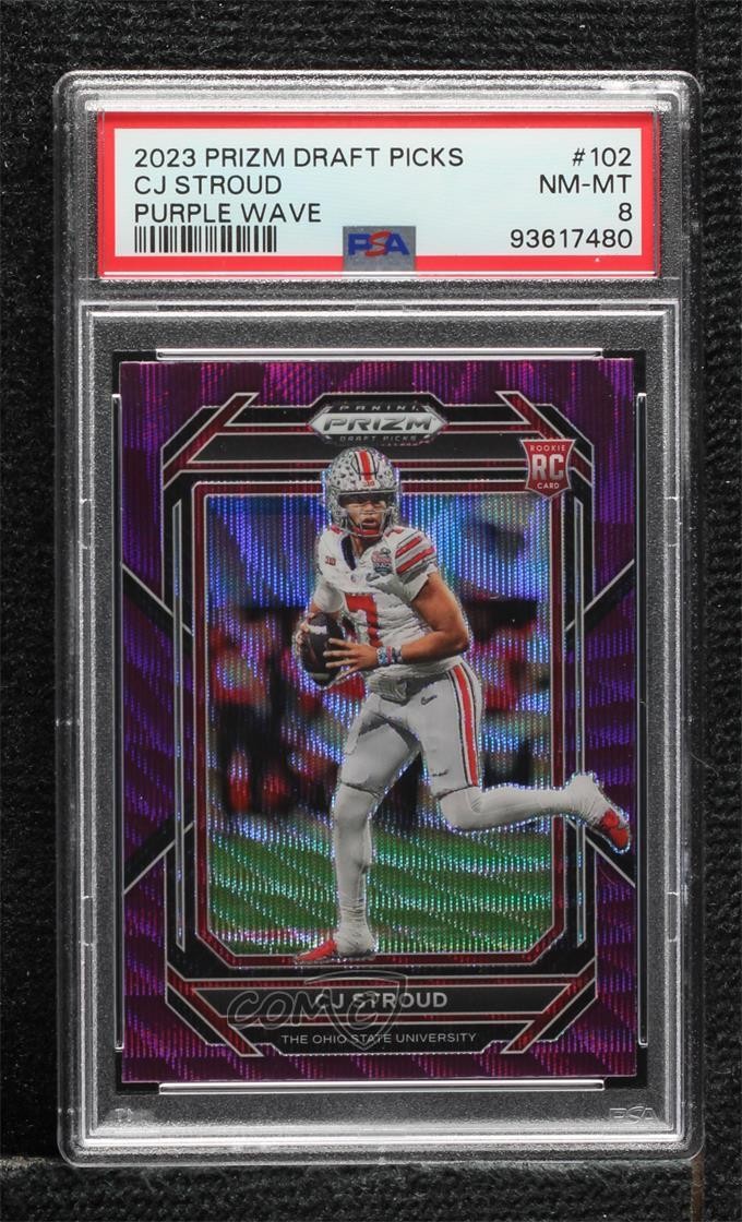 2023 Panini Prizm Draft Picks Purple Wave Prizm CJ Stroud #102 PSA 8 7gk