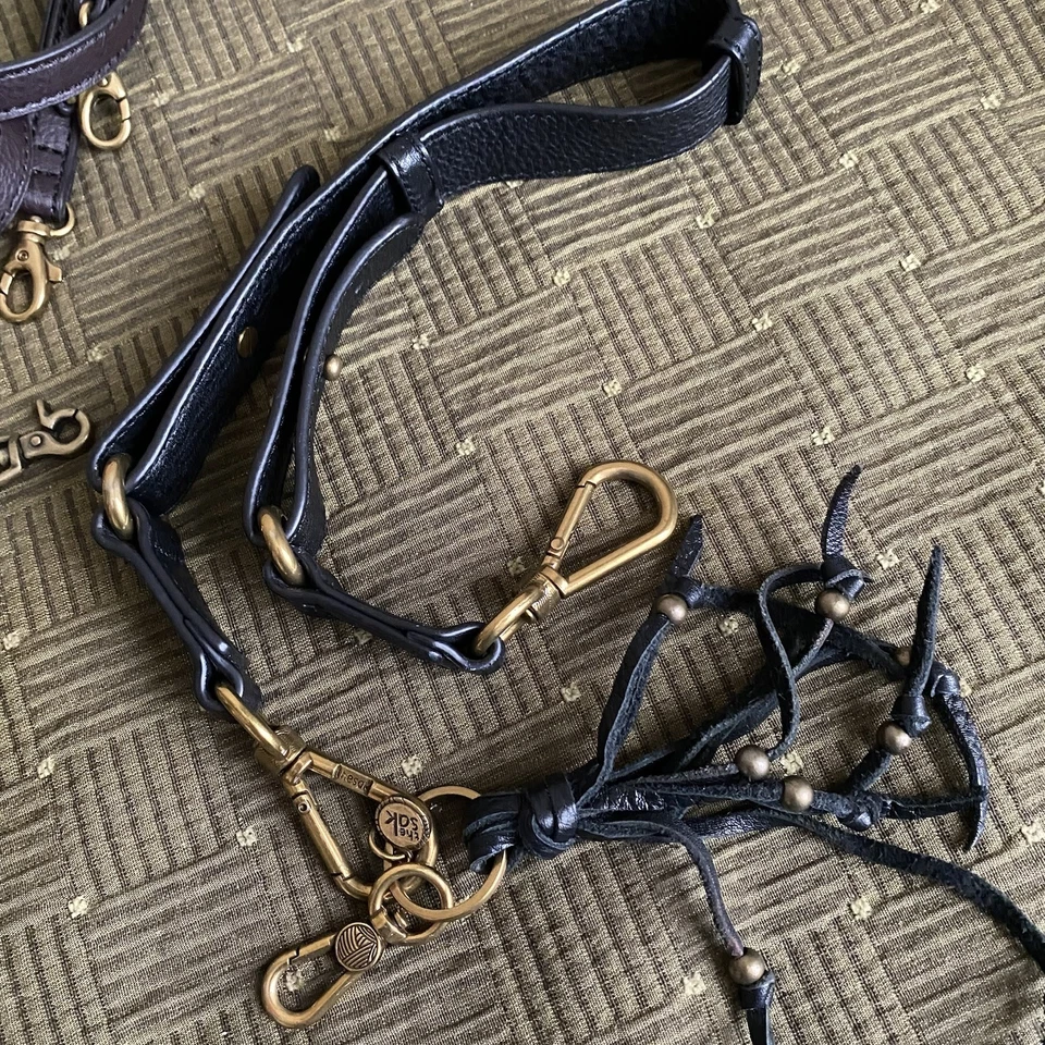 Lot 12 Fossil & The Sak Replacement Crossbody Shoulder Strap Leather Black Brown - Image 3 of 4