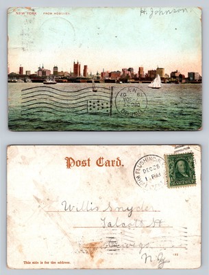 New York City Skyline Postcard from Hoboken Vintage View 1907