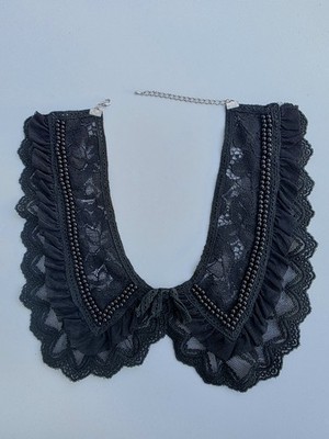 Black Lace Collar Choker Necklace with Lobster Closure