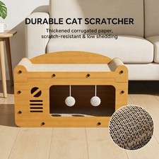 Cat Bed for Indoor Cats Cube House Covered Cat House with Fluffy Ball Hanging