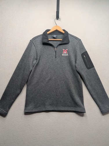Charles River Apparel Quarter Zip Pullover Mens Small Grey Miami Ohio RedHawks - Afbeelding 1 van 6