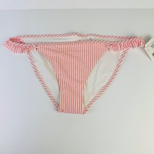 American Eagle Aerie Coral Striped Ruffled Side Bikini Bottom Women  s Size M