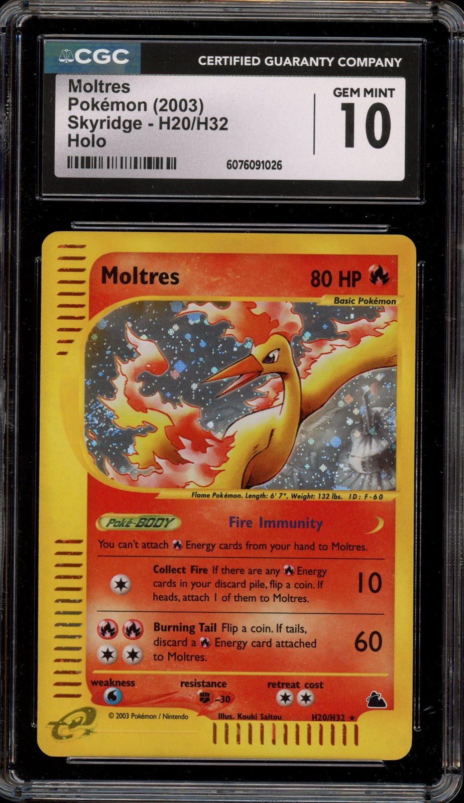 Pokemon Moltres Skyridge Holo Rare #H20 CGC 10 Gem Mint