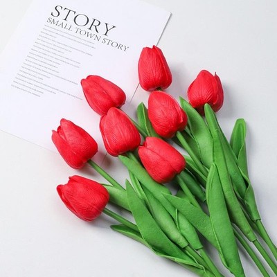 Artificial Tulip Bouquet Silicone Flowers With Stems Home Wedding Decor