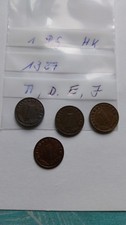 Deutsches Reich 1 Pfennig 1937 A,D,E,J