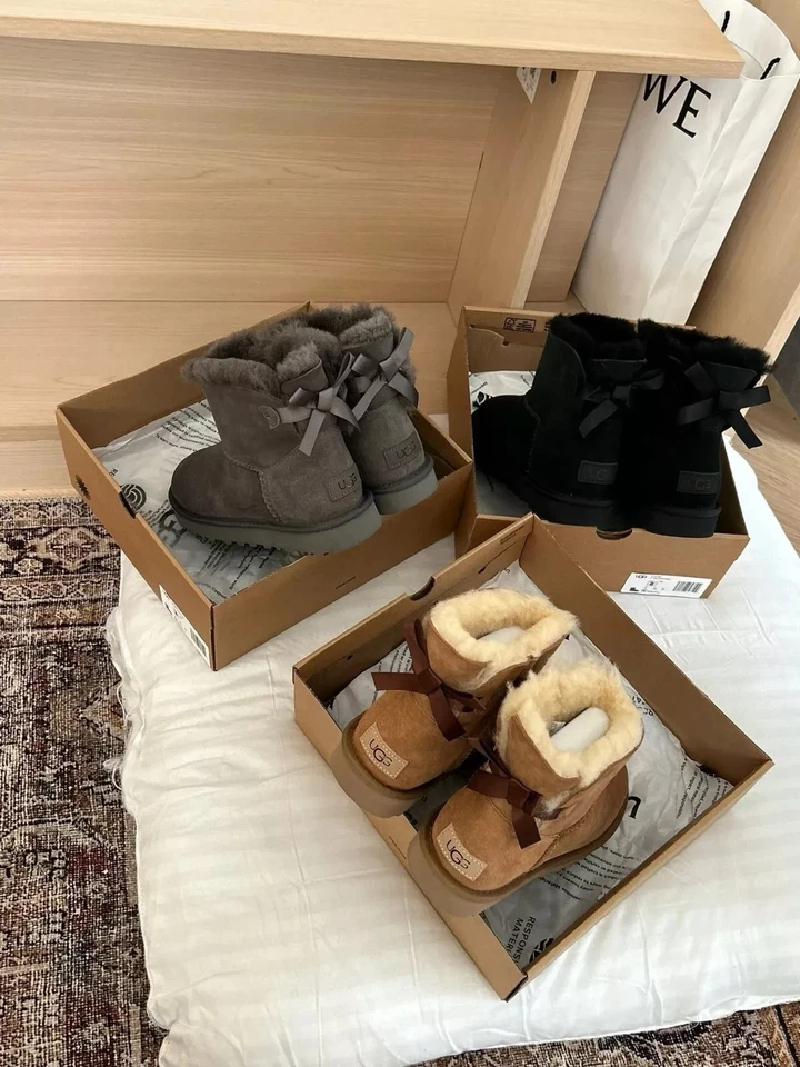 Zapatos para mujer UGBBrown Gamuza MINI BAILEY BOW II Botines sin cordones Regalo de Navidad🌈 Foto 2 de 4