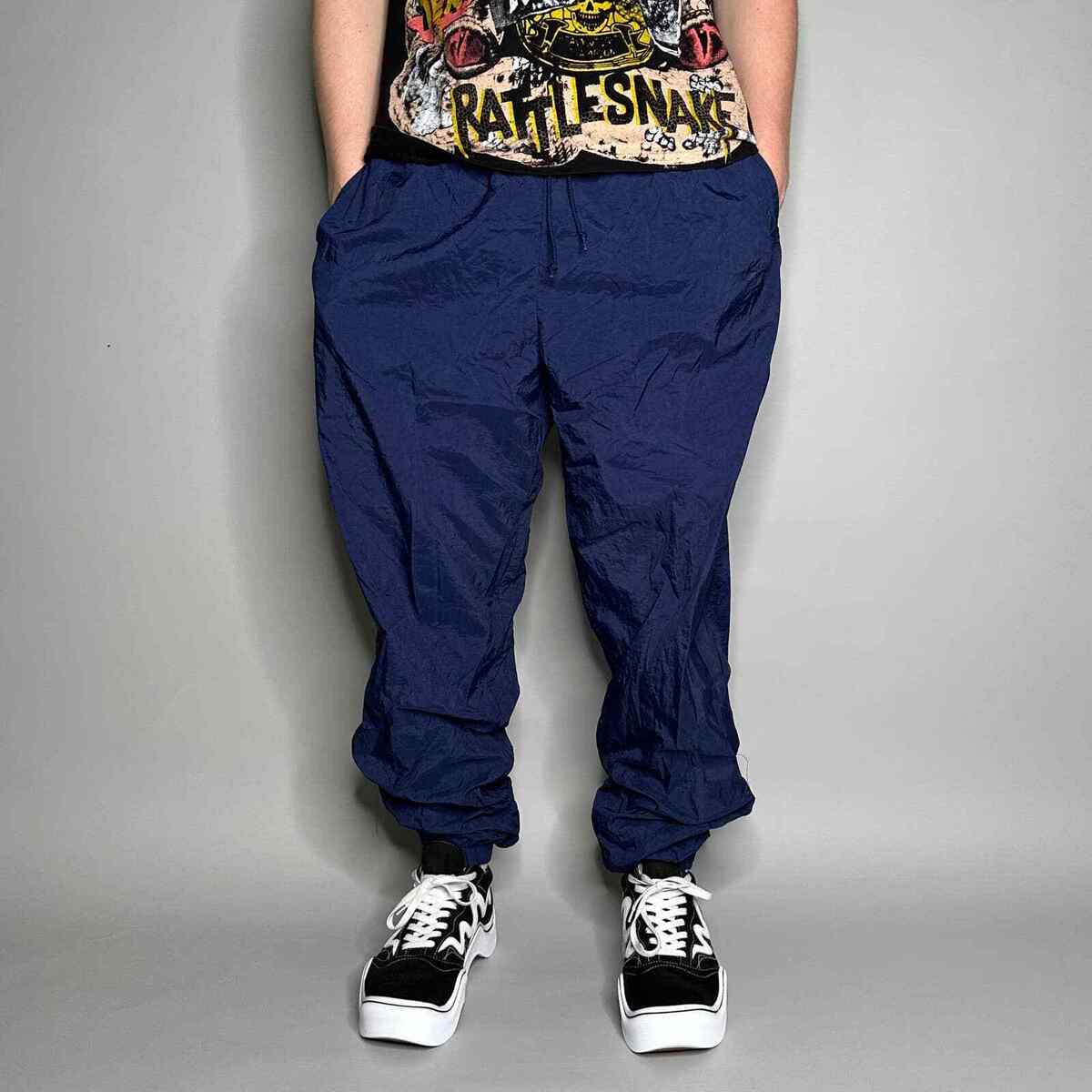 Vintage Nike Track Pants Navy Blue Nylon Joggers Subtle Vintage Nike Track Pants Navy Blue Nylon Joggers Subtle