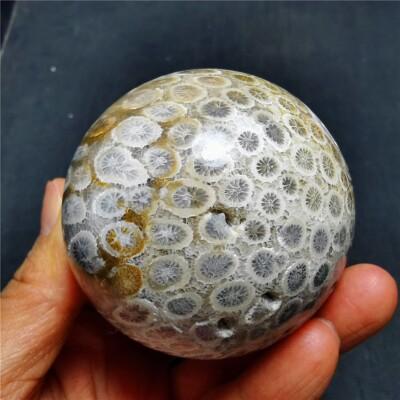 313.8G Natural Colorful RARE Polished Coral Jade BALL 68A07+