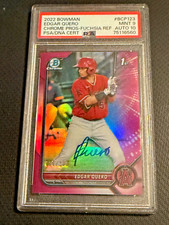 EDGAR QUERO White Sox signed auto 2022 1st Bowman Chrome Fuchsia /199  PSA 9/10