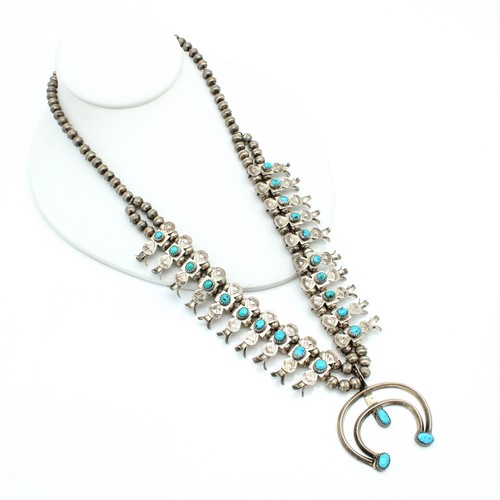 Vintage Navajo Doris Smallcanyon 925 Turquoise Squash Blossom Necklace S11582 eBay