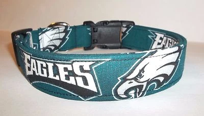 HANDMADE Philadelphia EAGLES NFL Terri's Dog Collar custom made adjustable fabric