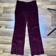 Vintage Sears Jr Bazaar Velvet Pants Dark Red Wide Leg Size 7