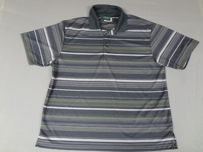 BEN HOGAN PREFORMANCE GOLF GRAY STRIPED 2XL ATHLETIC POLO SHIRT H1473