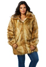 Roaman's Women's Plus Size Short Faux-fur Coat
