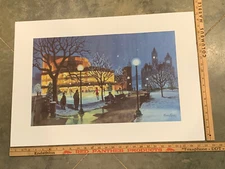 Vintage Randy Penner Watercolor Print Winter scene