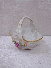 Dresden GDR Design Breakthrough Porcelain Handle Bowl Basket Vintage - Hand Painted