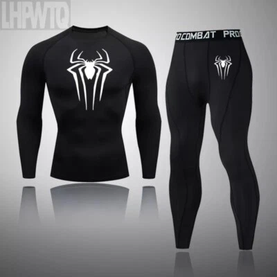 Combinaison fitness moulant homme ensemble sous vêtement sport d'hiver spiderman