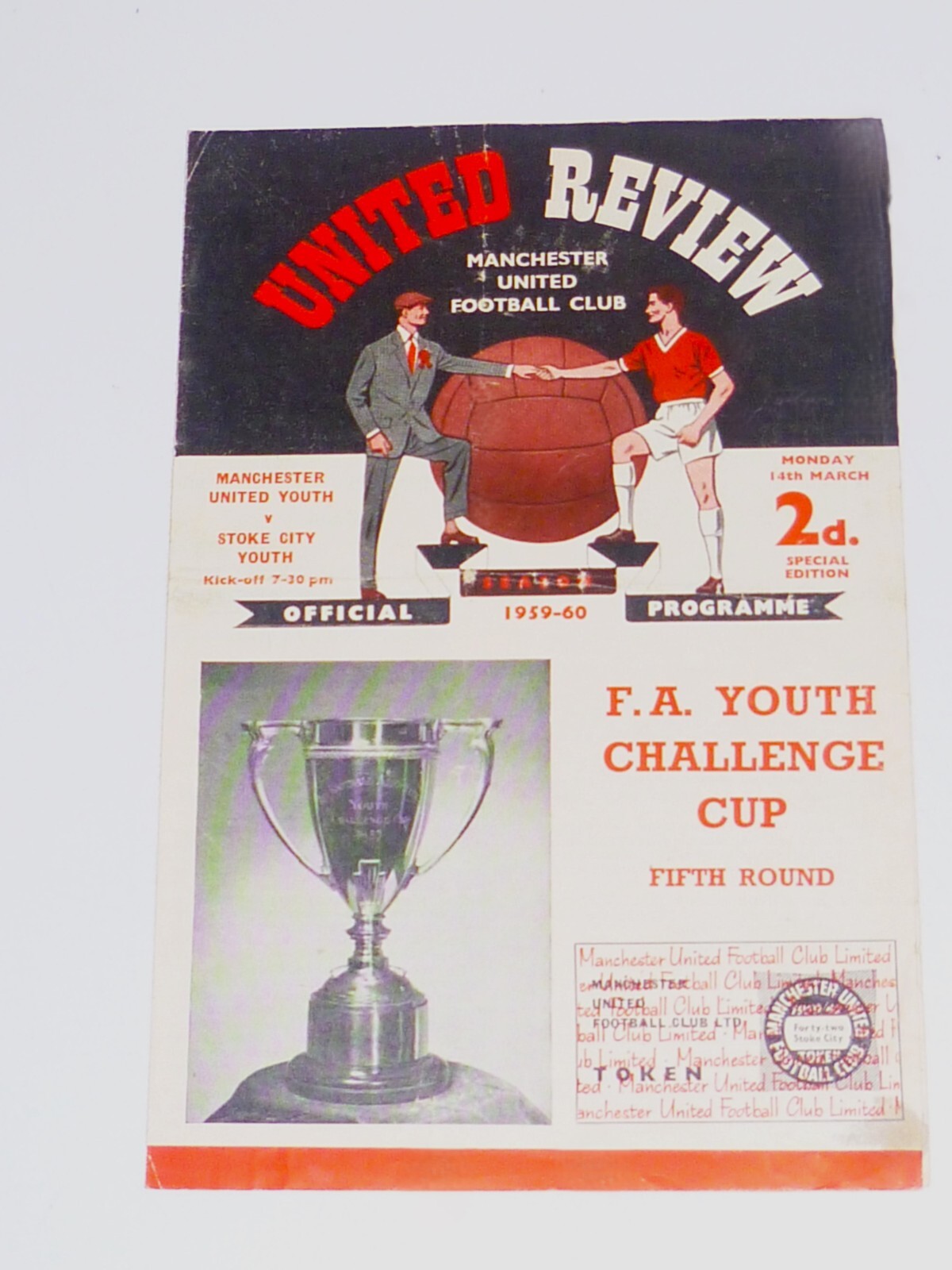 1959/60 FA Youth Cup 5th Round***MANCHESTER UNITED v STOKE CITY***14th March 60 eBay