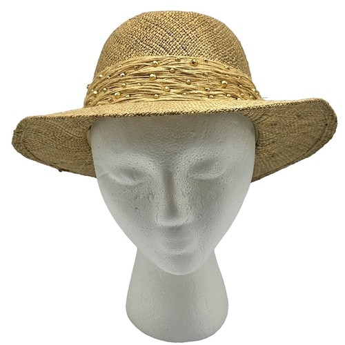 Flora Bella Womens Raffia Adjustable Fedora Sun Hat Beige  display picture 2