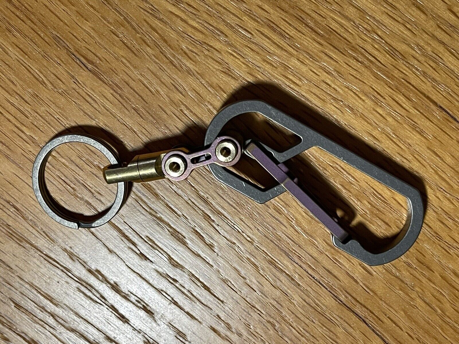 EDC Titanium Ti Carabiner Keychain Key Ring, w/Ti Bike Link, Bronze Anodize