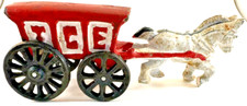 Vintage Cast Iron Horse Drawn Ice Wagon Toy, 1920, used MM 