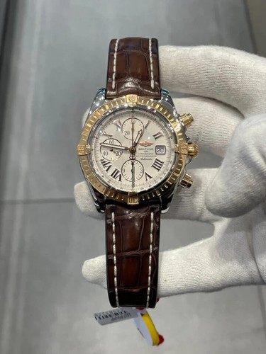 Breitling Chronomat Evolution Chronograph Steel & Yellow Gold White C13356