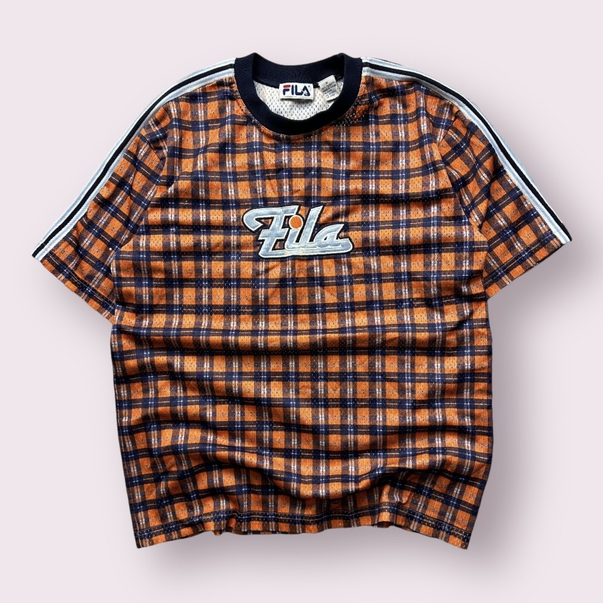 Vintage Men's Fila Plaid Mesh Jersey Shirt 90s Size M Grant Hill