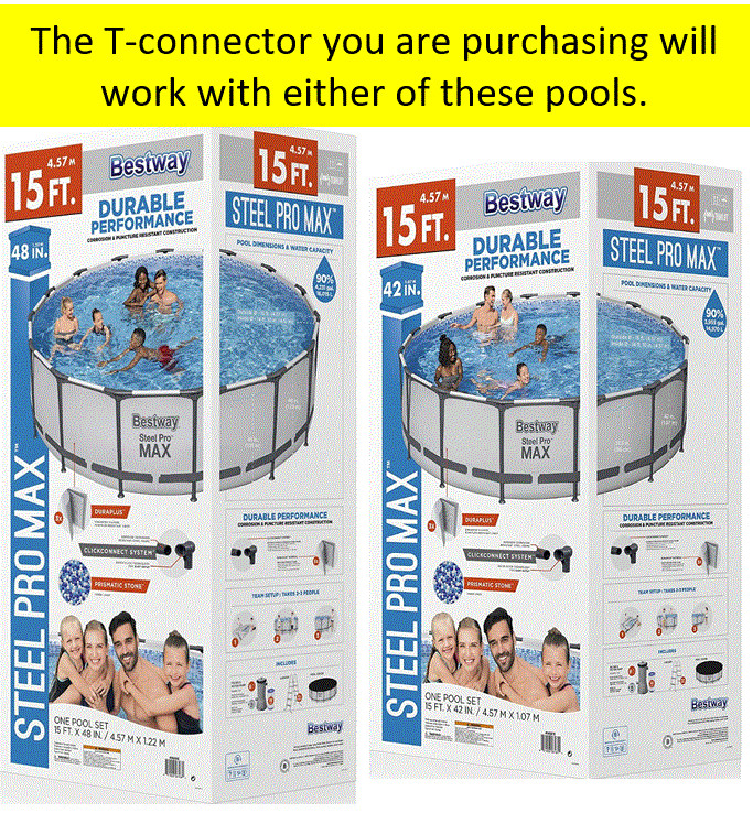 Bestway / Coleman Plastic T-Connector for 14' or 15' OD pool 42" or 48" deep