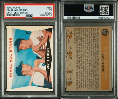 1960 TOPPS MANTLE & BOYER #160 RIVAL ALL STARS PSA 5 MC EXC | eBay