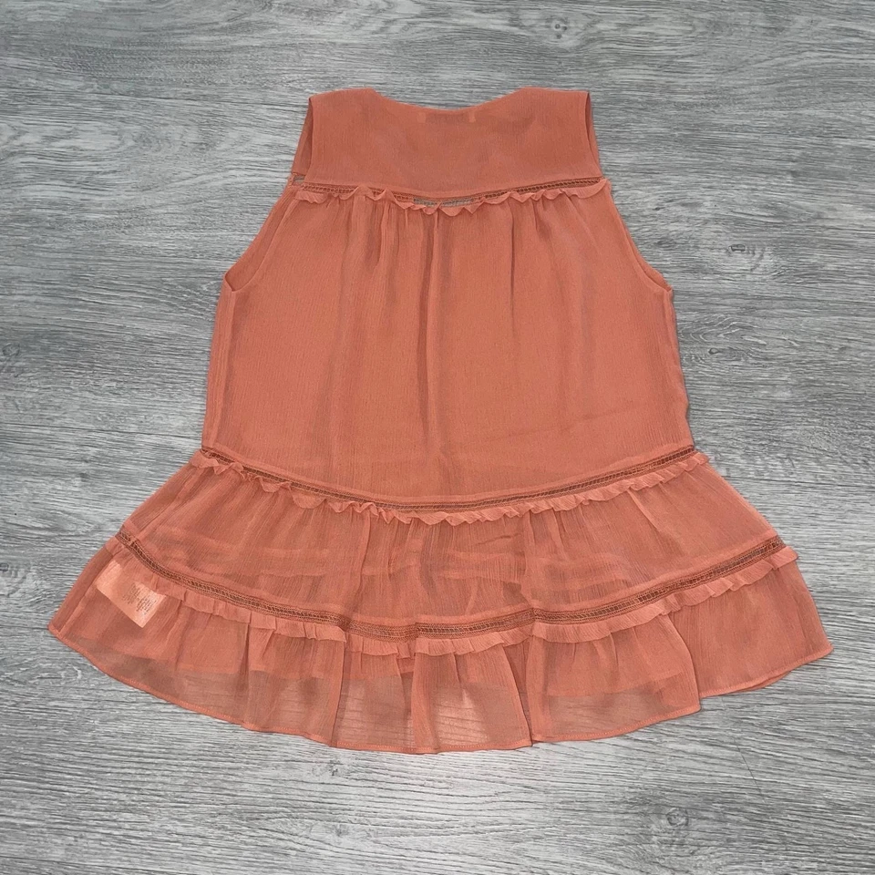 Топ женский Alice + Olivia Massie Salmon без рукавов с оборками XS кисточки с V-образным вырезом - Изображение 3 из 4