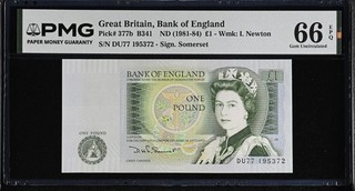 Great Britain Bank of England GBR377b B341 ND (1981 84) Sign Somerset PMG 66 EPQ