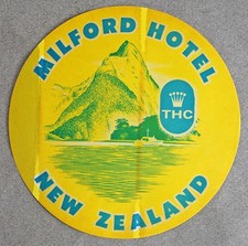 Vintage Milford Hotel New Zealand - Luggage Sticker Label - 4.5"