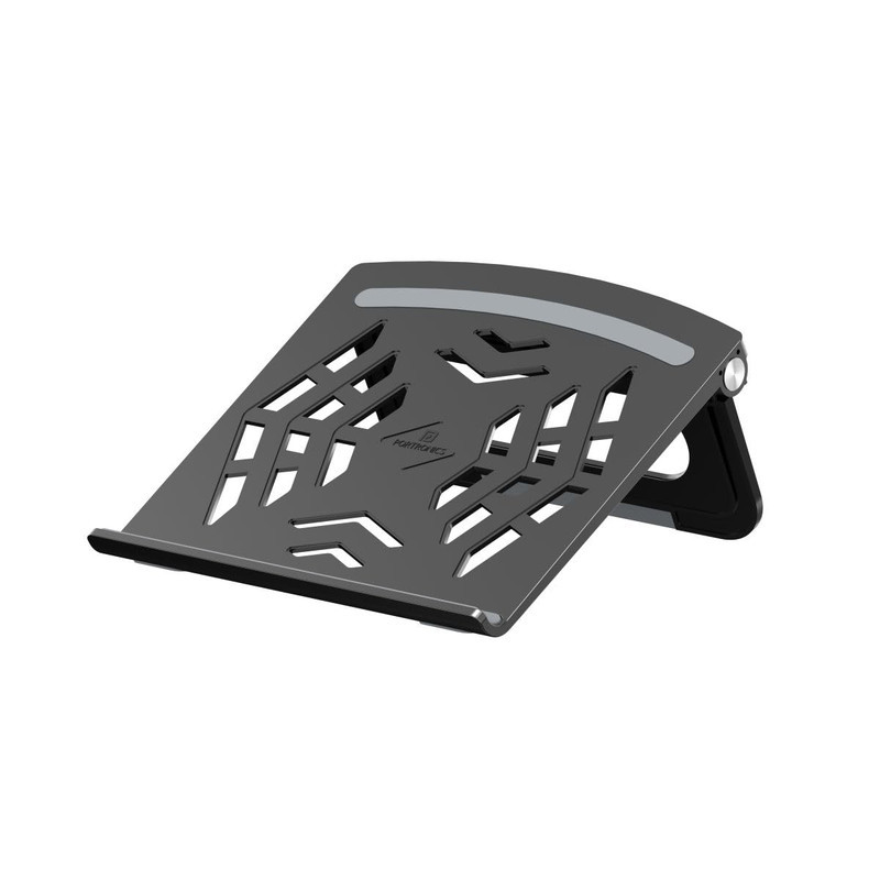 Foldable Ventilated Black Laptop Stand with Lightweight Silicone Pad
