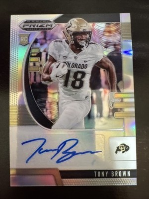 2020 Panini Prizm Draft Picks Prizms Hyper Autographs Tony Brown Rookie #291