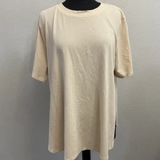 Mono B Women's Curvy Pima Cotton Flow Top Split Side Peach Size 2XL New Plus SS