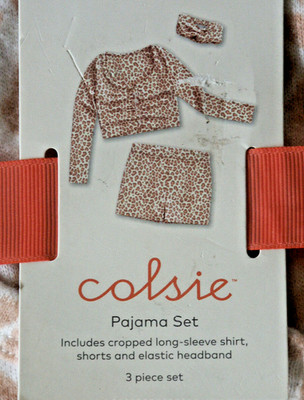 Colsie Womens 3 Pc PJ Set Long Sleeved, Shorts & Headband Size S Cream Leopard