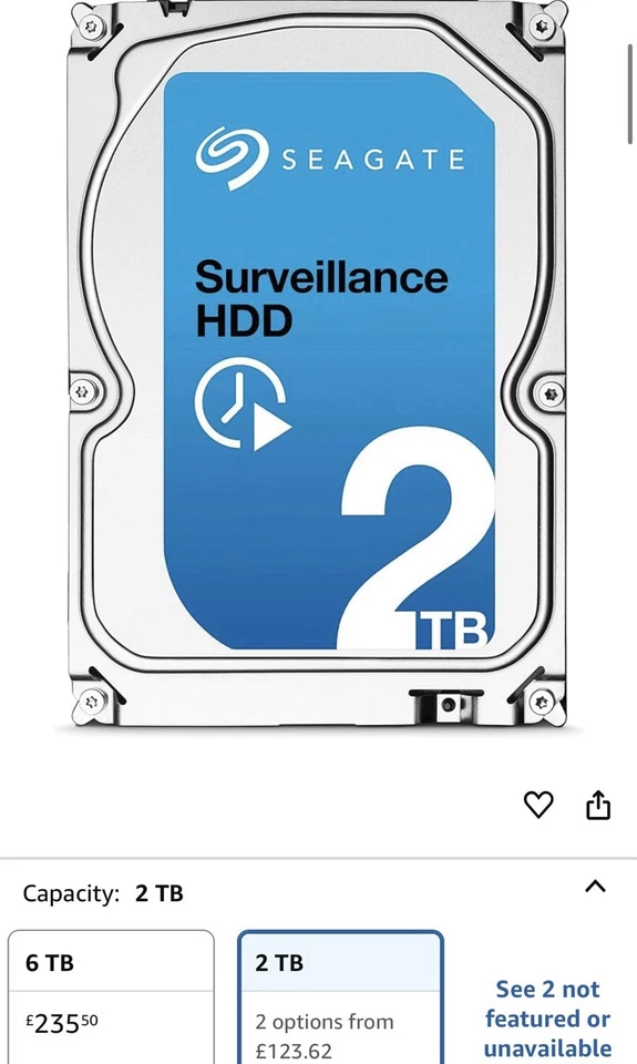 Seagate ST2000VX003 Surveillance 2 TB Internal Hard Drive - Black - Image 2 of 2