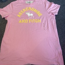 Abercrombie & Fitch Y2K Męska Różowa Muscle Fit Logo Krótki rękaw Rozmiar XL