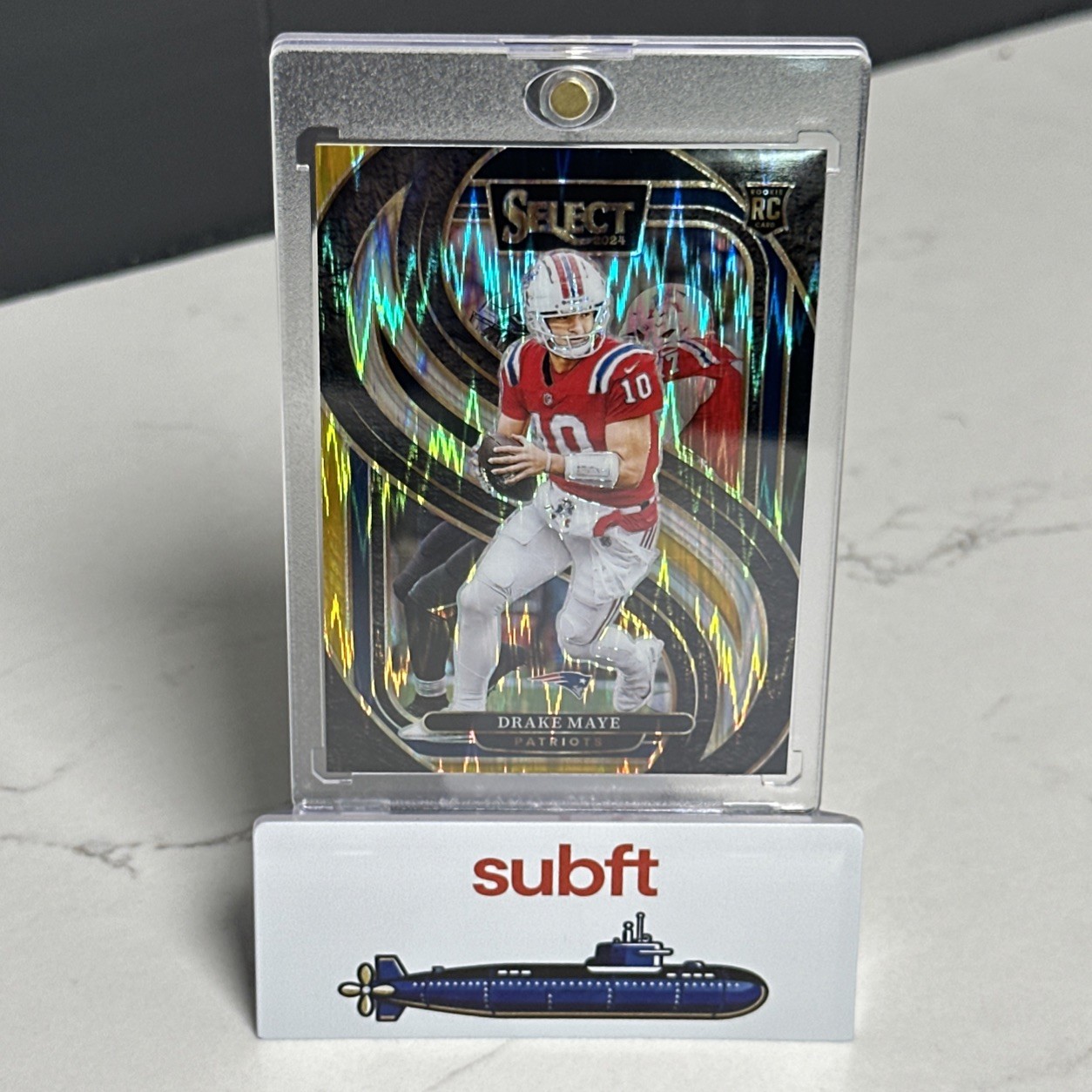 2024 Panini Select Premier Drake Maye #27 Black & Orange Shock Prizm (RC)