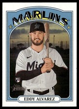 2021 Topps Heritage Eddy Alvarez Rookie Miami Marlins #528